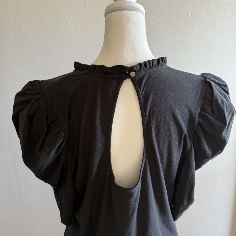 Nation LTD Emma Tee Sz Large Puff Sleeve Top Ruffle Victorian Key Hole Back - Picture 4 of 8
